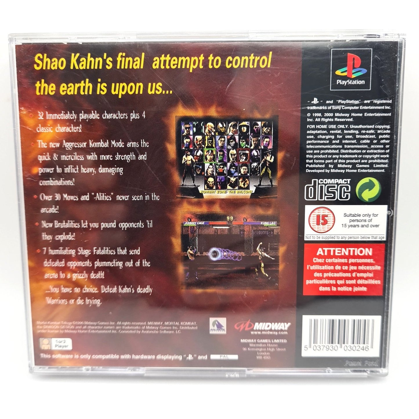Mortal Kombat Trilogy Sony Playstation 1 Game