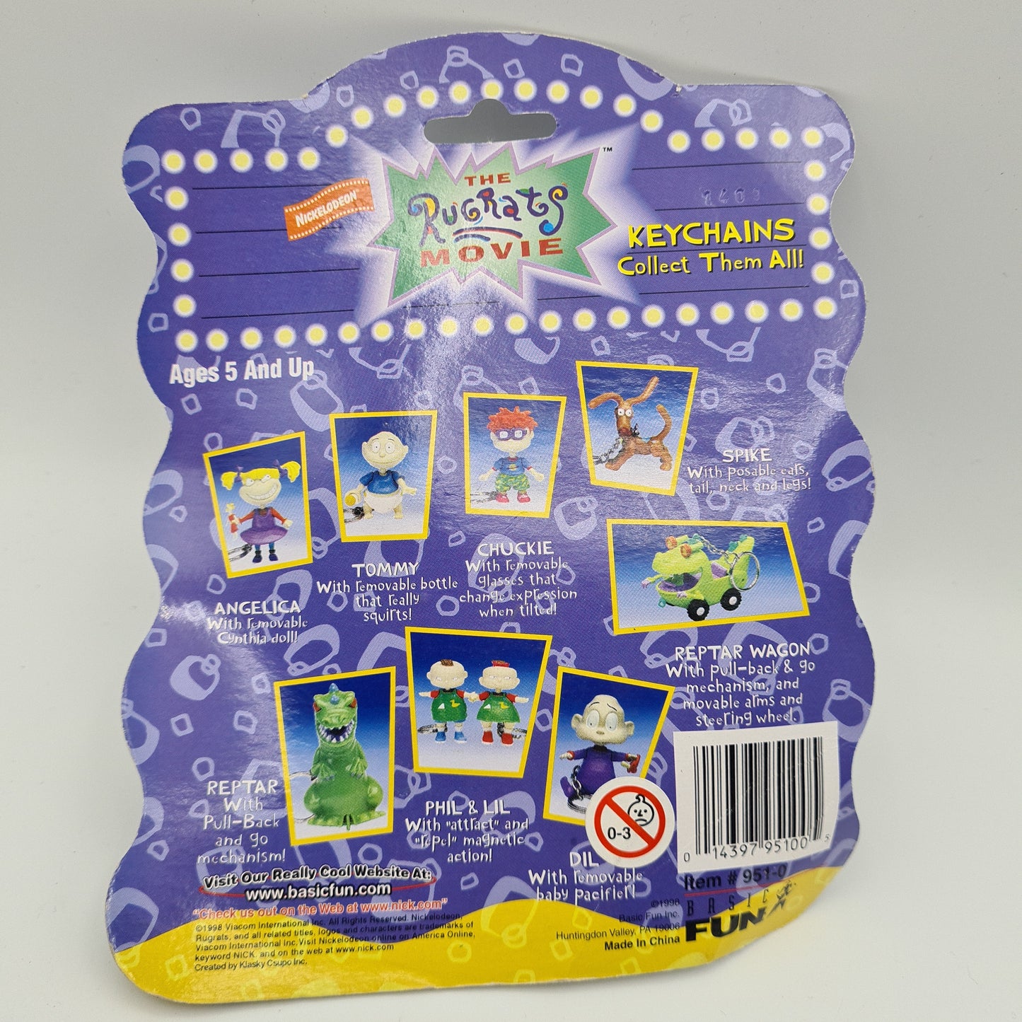 RUGRATS REPTAR BASIC FUN KEY CHAIN FACTORY PACKAGED W8