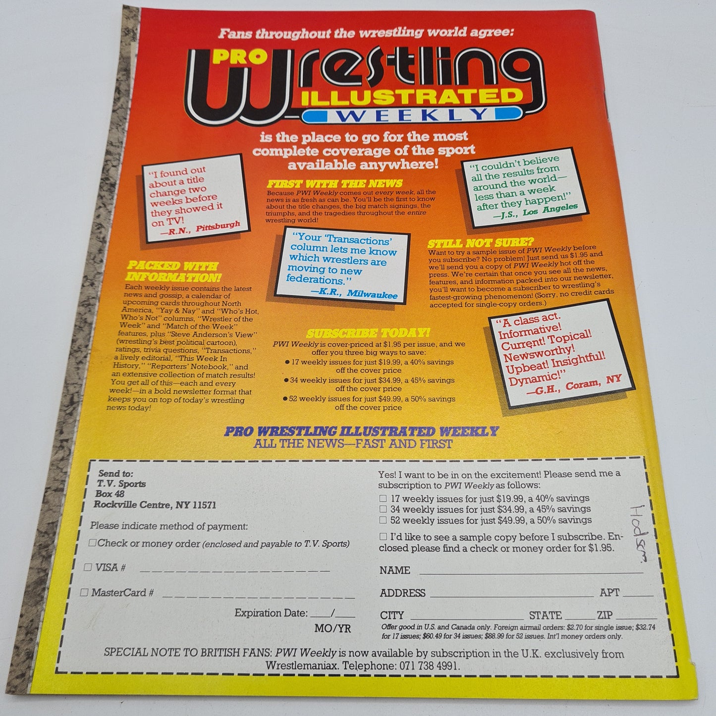 Pro Wrestling Illustrated Magazine June 1992 WWF WCW Roddy Piper