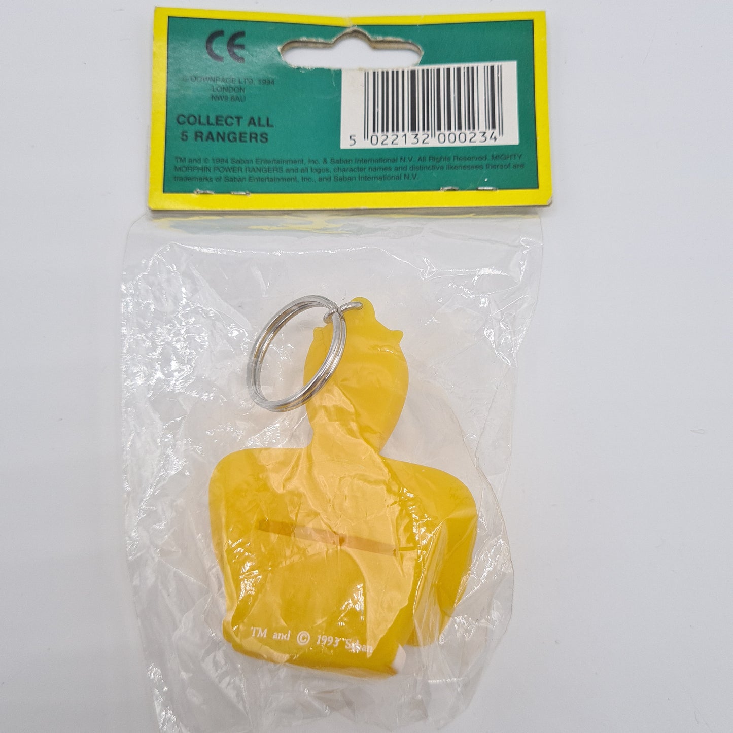 Power Rangers 1993 Saban Key Chain Coin Pouch Purse Yellow Sealed 90s W1
