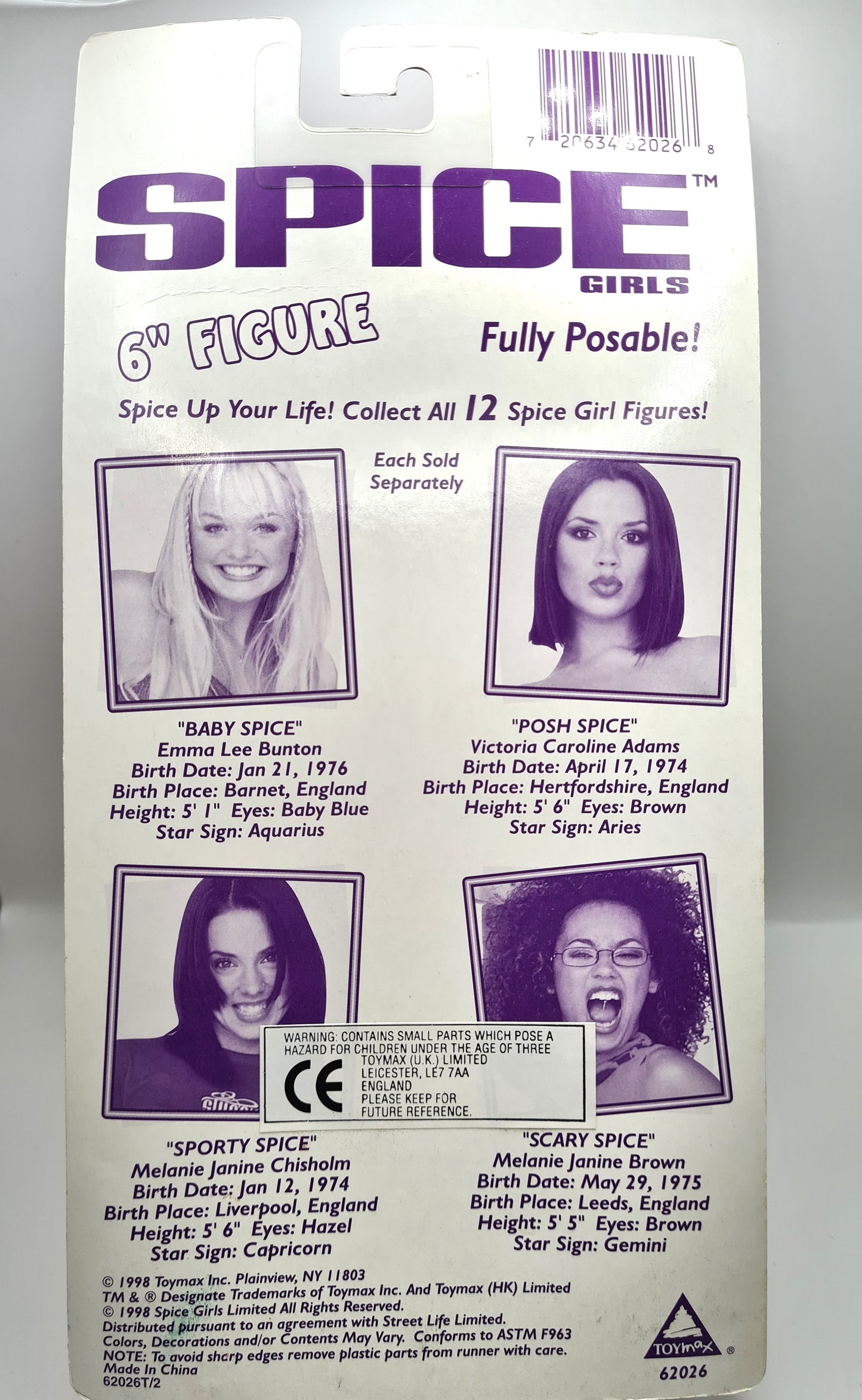 Spice Girls Toymax Posh Spice 1998 90s Sealed 6” Figure W13