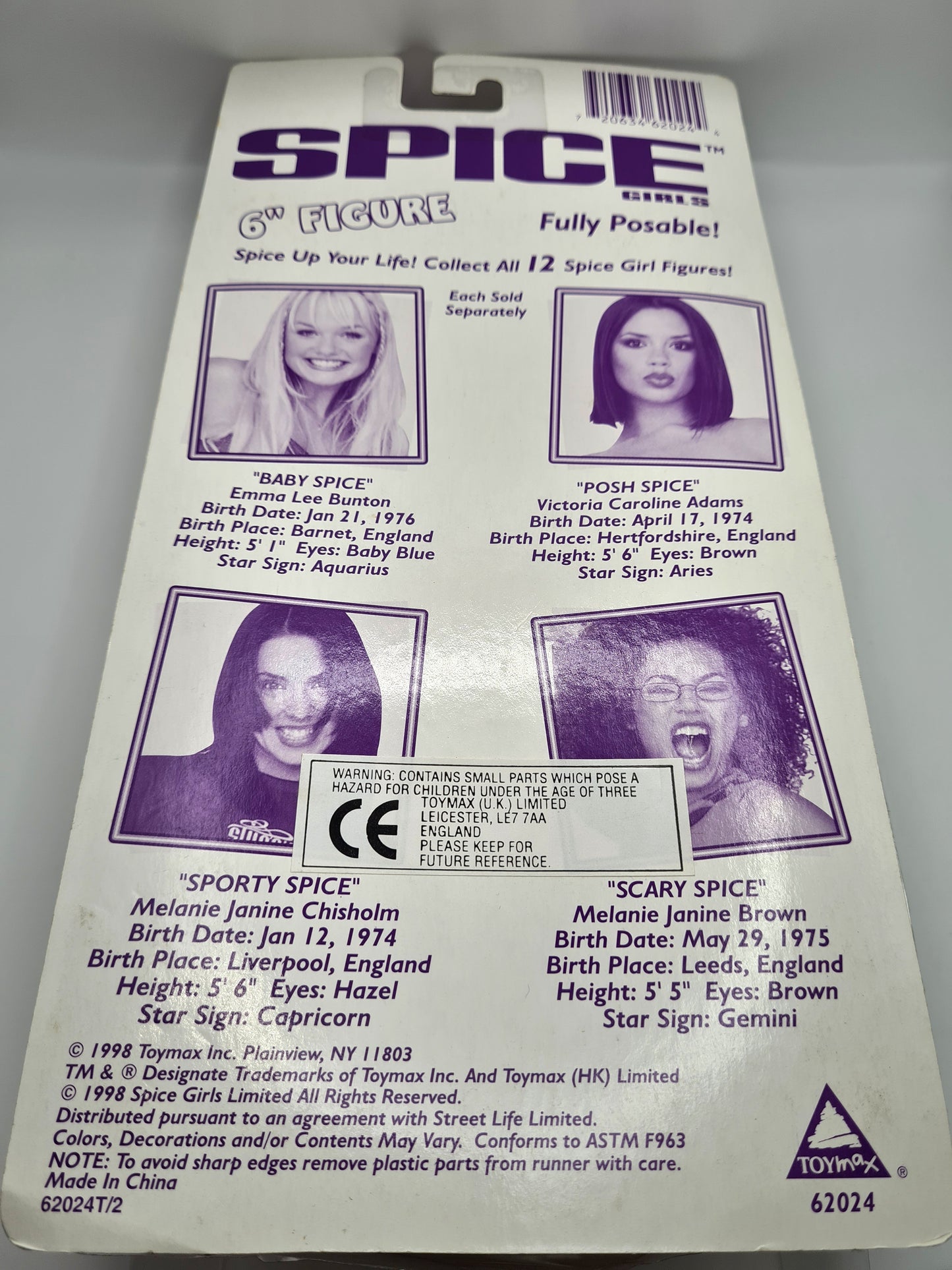 Spice Girls Toymax Sporty Spice - Spice Girl 1998 90s Sealed 6” Figure W13