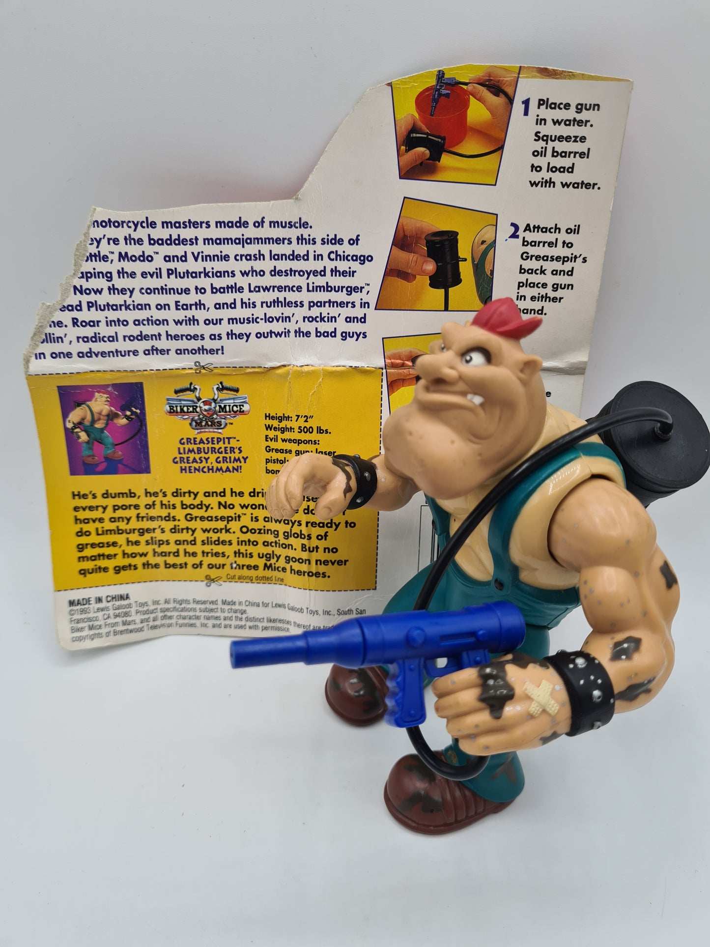 Biker Mice From Mars Greasepit Action Figure + Weapon Galoob 1993