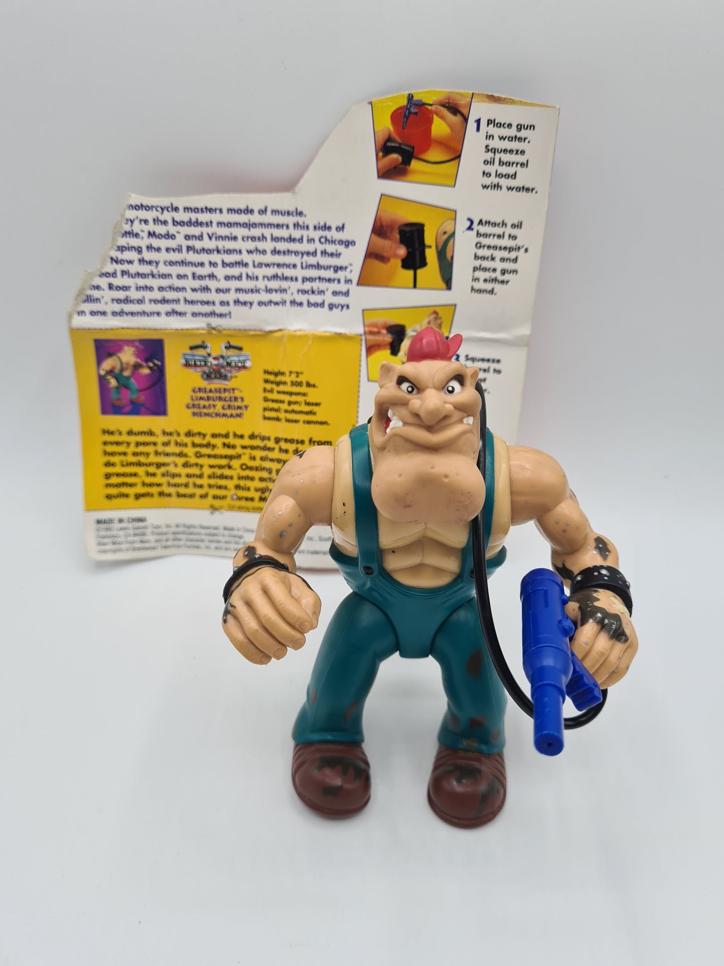 Biker Mice From Mars Greasepit Action Figure + Weapon Galoob 1993
