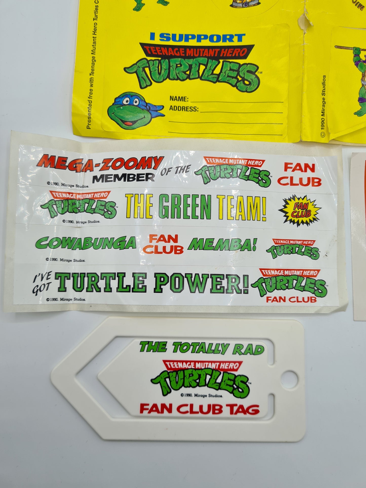 TMNT Teenage Mutant Hero Turtles UK Fan Club set 1990 90s W11