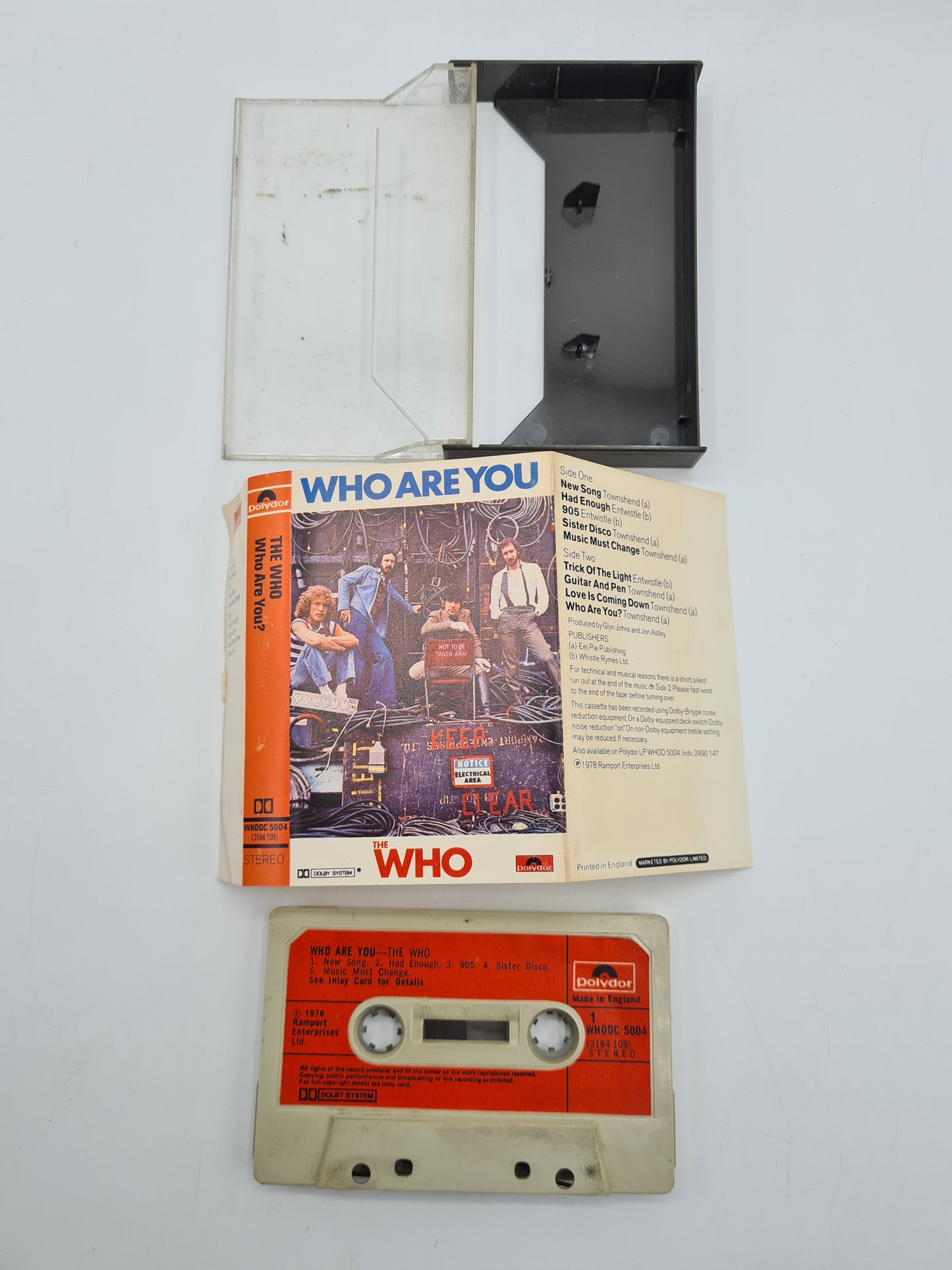 THE WHO WHO ARE YOU CASSETTE TAPE 1978 RED PAPER LABEL POLYDOR UK