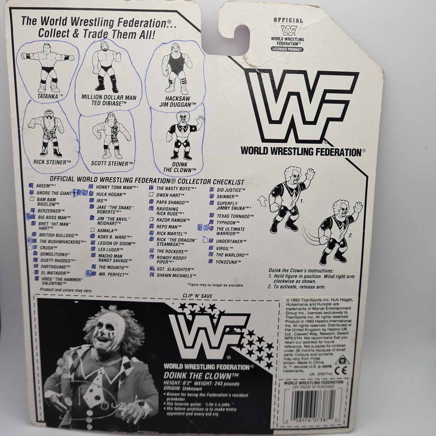 Doink The Clown WWF Hasbro Action Figure 1993