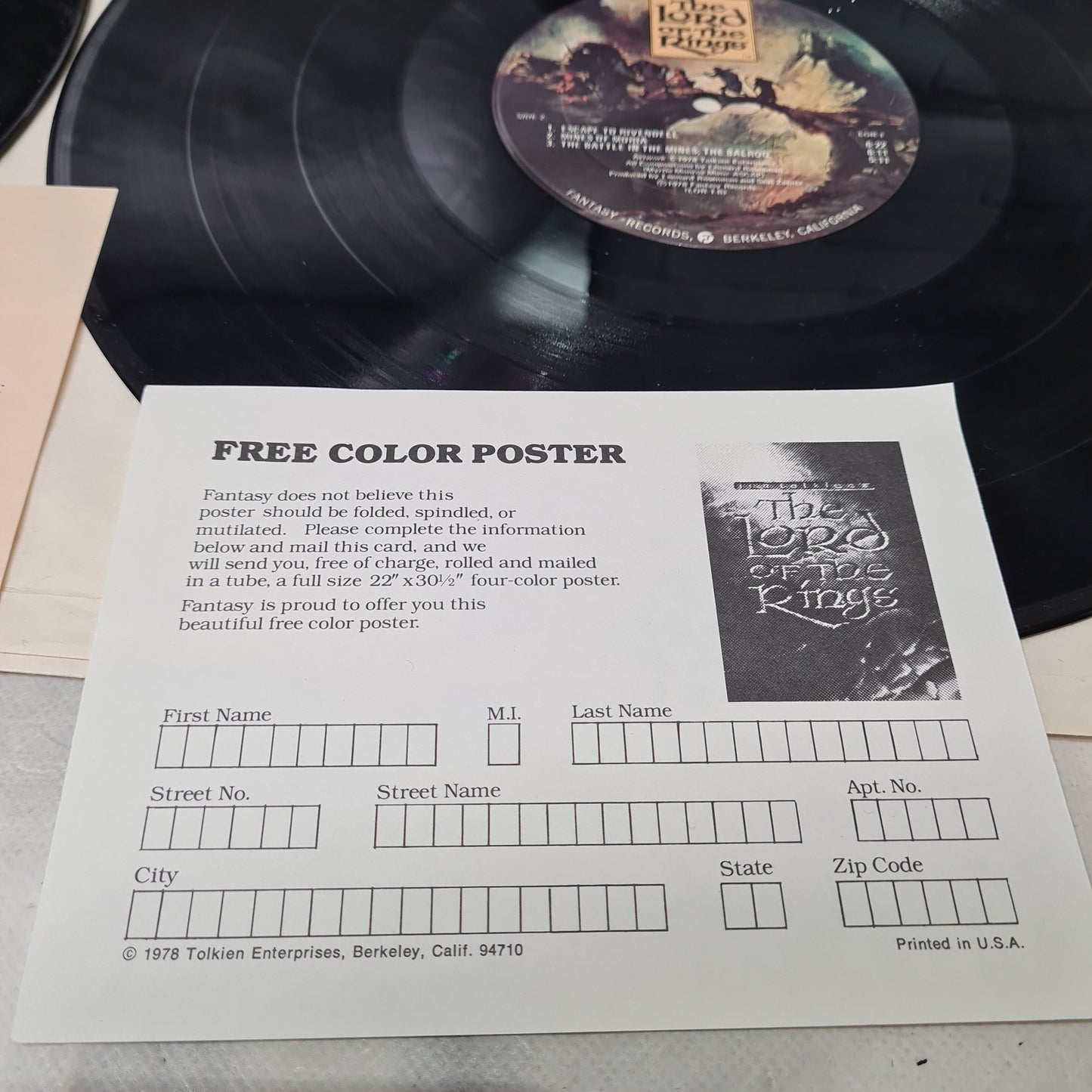 The Lord Of The Rings OST 12" LP Vinyl 1978