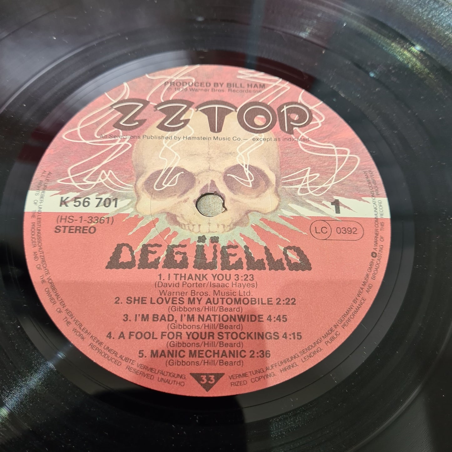 ZZ Top 'Deguello' LP 12" Vinyl 1979
