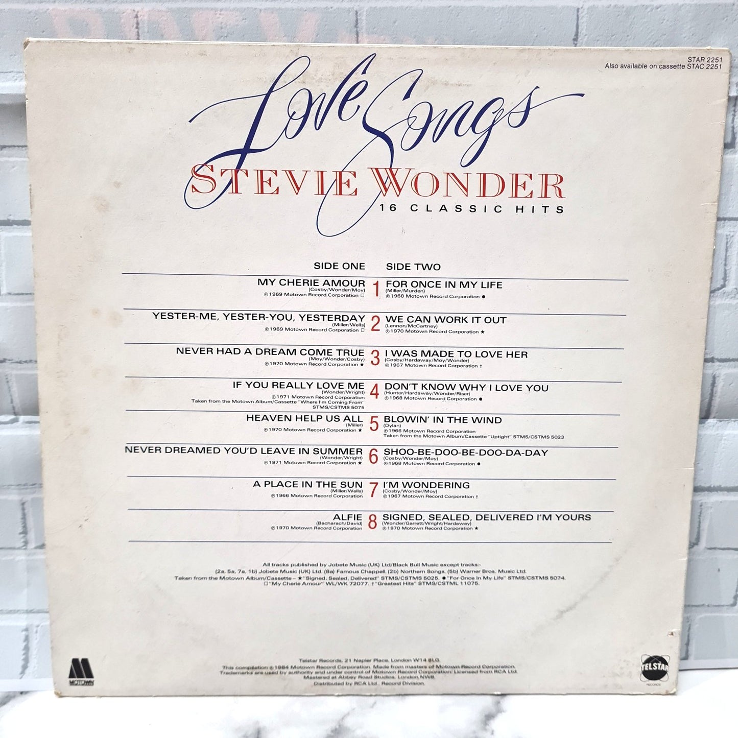 Stevie Wonder Love Songs Vinyl 1984