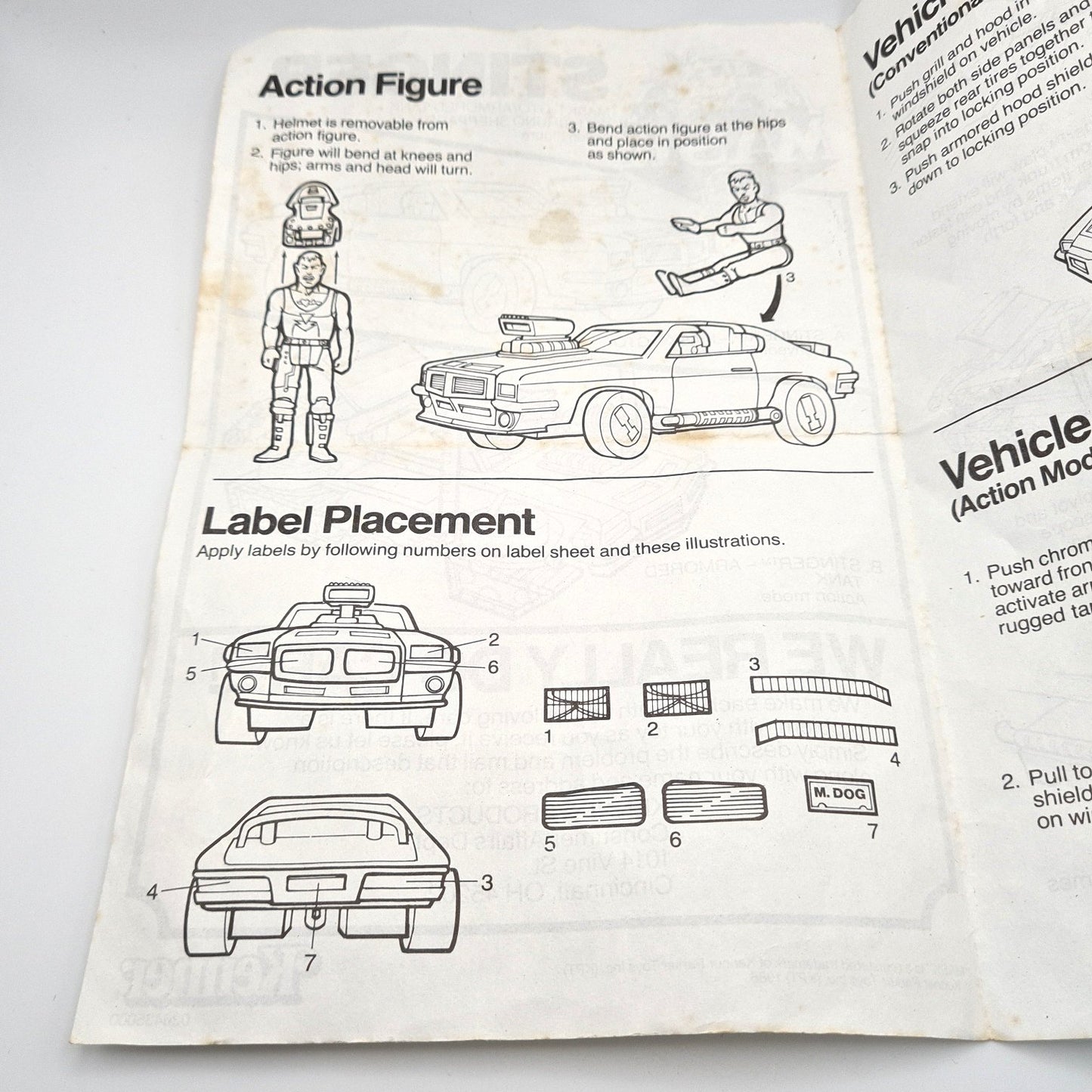 MASK Kenner Stinger Instructions W6
