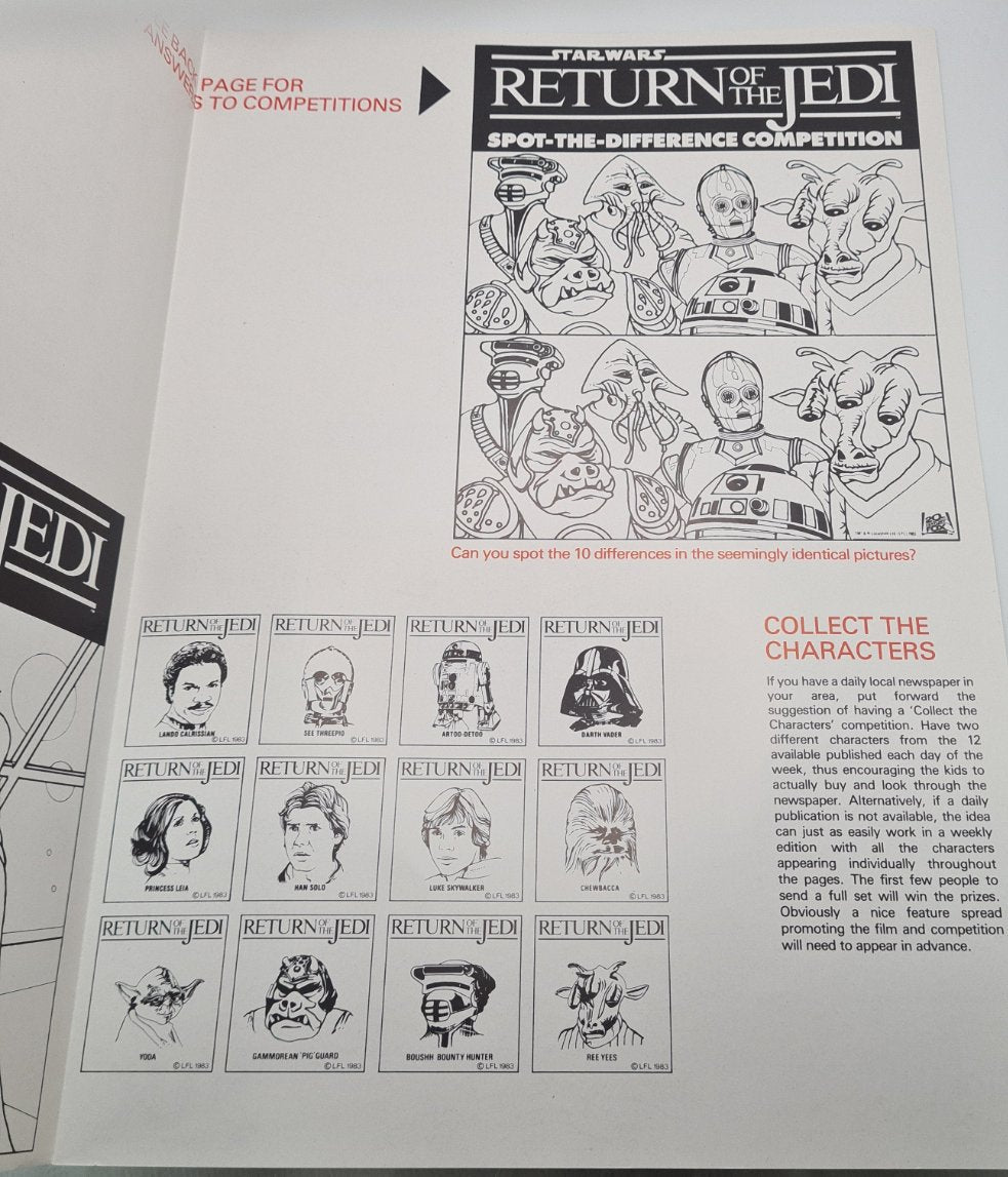Star Wars 'Return Of The Jedi' 1983 Competitions Leaflet
