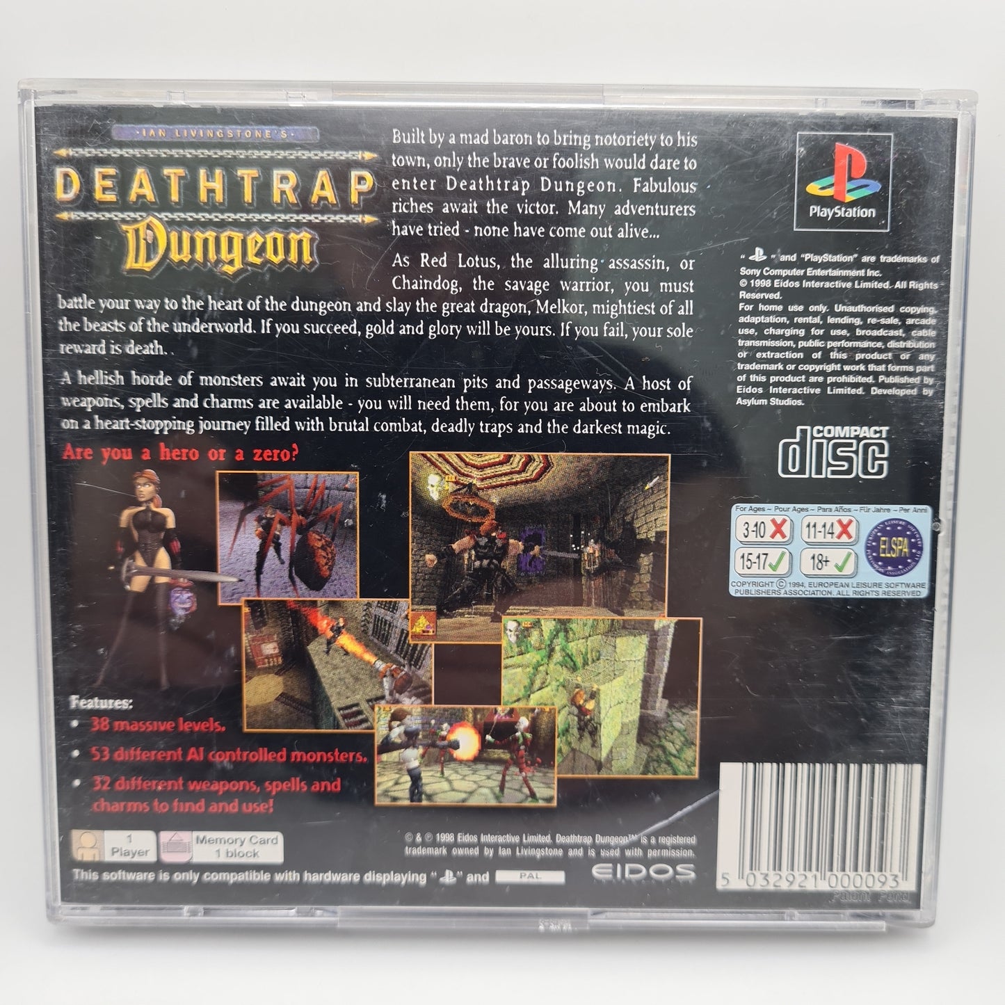 Deathtrap Dungeon Sony Playstation 1 Game