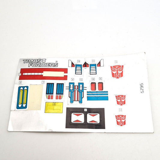 Transformers G1 Ultra Magnus Hasbro Original Sticker Sheet W6