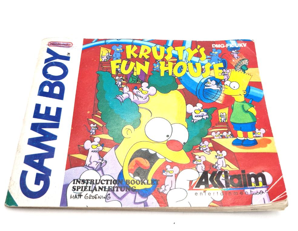 The Simpsons Krusty's Fun House Nintendo Gameboy Booklet W6