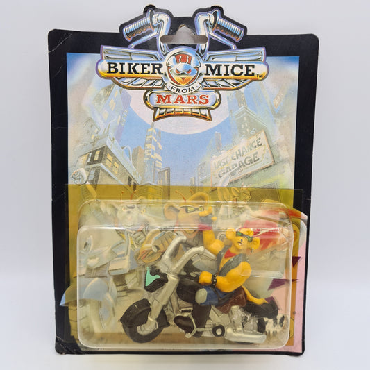 Biker Mice From Mars 4”  Throttle Figure On Bike 1994 Bullyland 90s W11