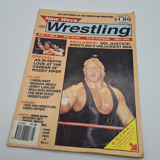 WWF NEW WAVE WRESTLING #2 MAY 1992 SID JUSTICE OWEN HART JERRY LAWLER US MAGAZINE 99p