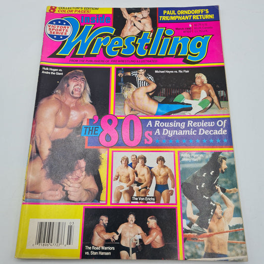 Inside Wrestling Magazine March 1990 Andre The Giant Hogan Von Erichs WWF WCW