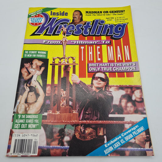 Inside Wrestling Magazine April 1992 Bret Hart Stiners WWF WCW