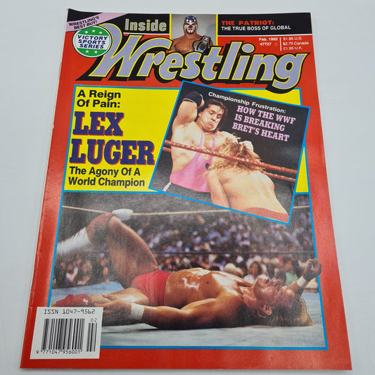 Inside Wrestling Magazine February 1992 Lex Luger Bret Hart WWF WCW