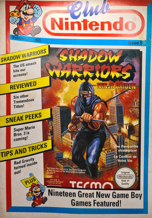 Club Nintendo Magazine Volume 3 Issue 5 1991 Shadow Warriors Ninja Gaiden 2 W4
