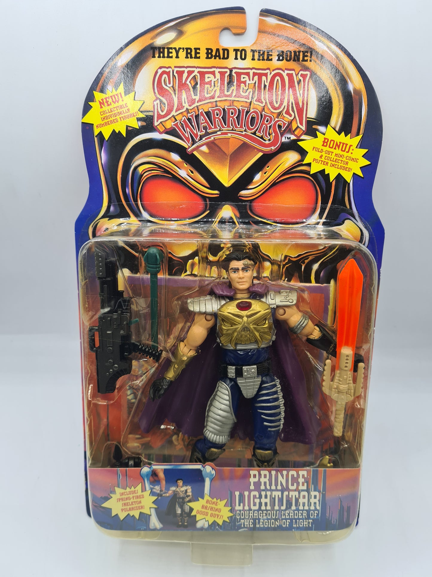 Playmates Skeleton Warriors Prince Lightstar Sealed on card 90s Action Figure