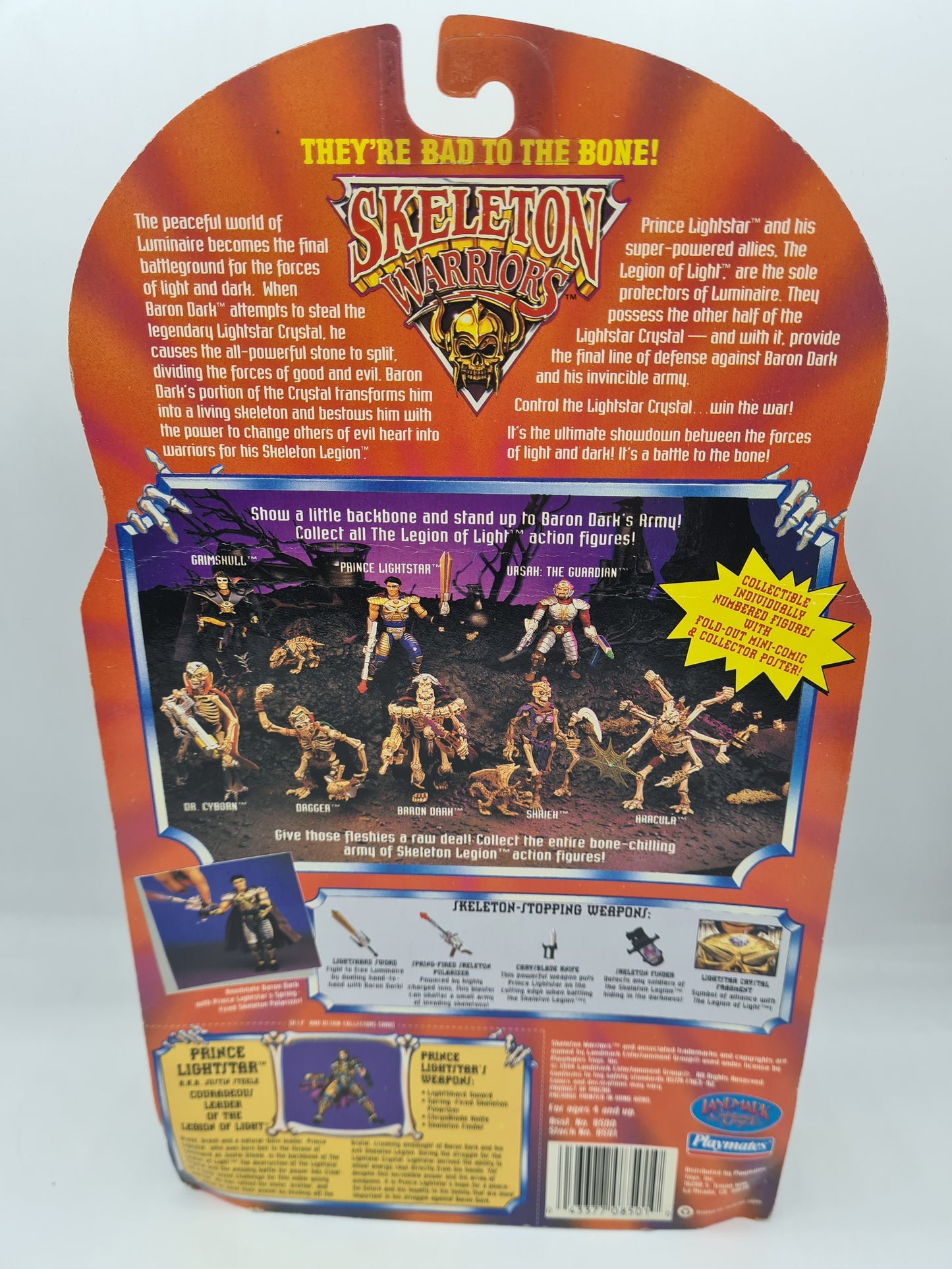 Playmates Skeleton Warriors Prince Lightstar Sealed on card 90s Action Figure