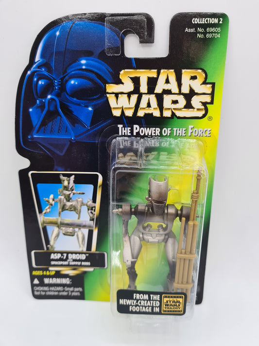Star Wars ASP-7 Droid Figure POTF Holo Foil Card Kenner Power Of The Force