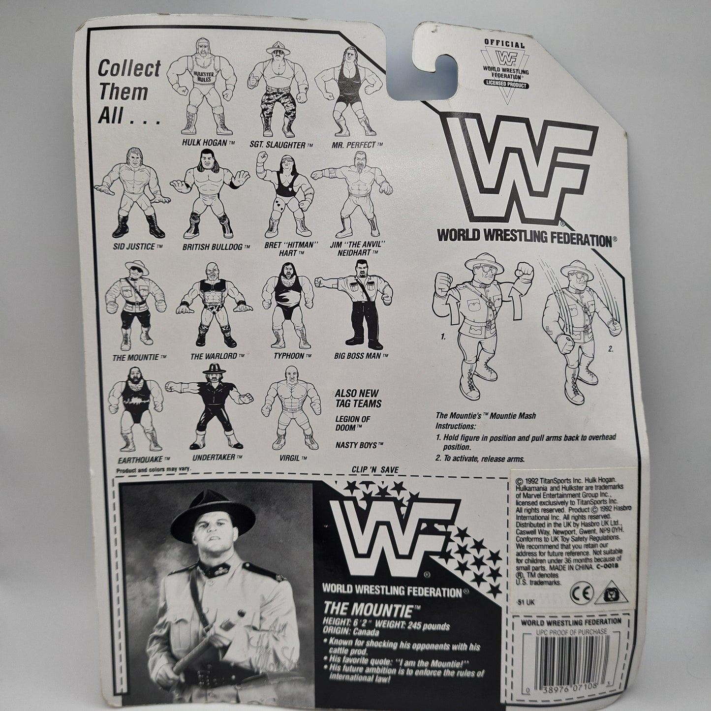 The Mountie WWF Hasbro Action Figure Sealed 1992 W4