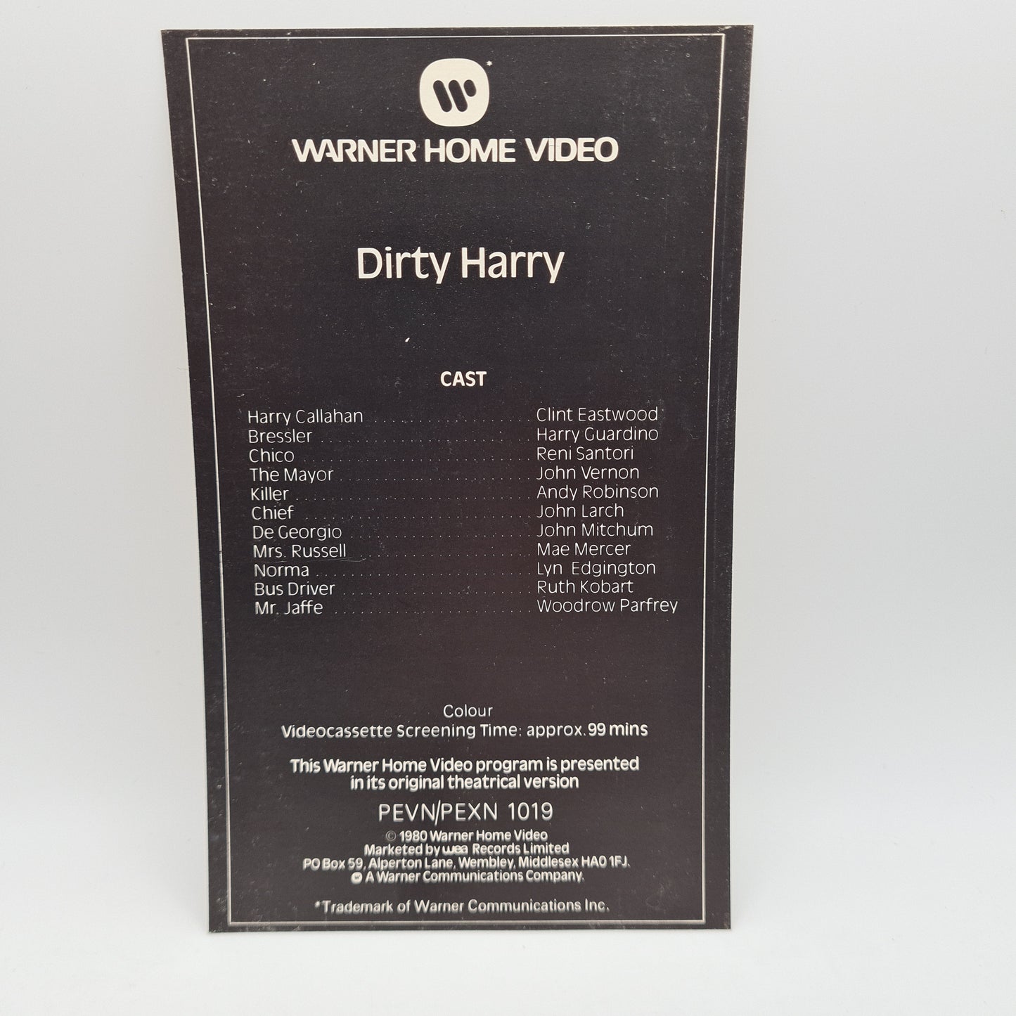 Dirty Harry VHS Ex Rental