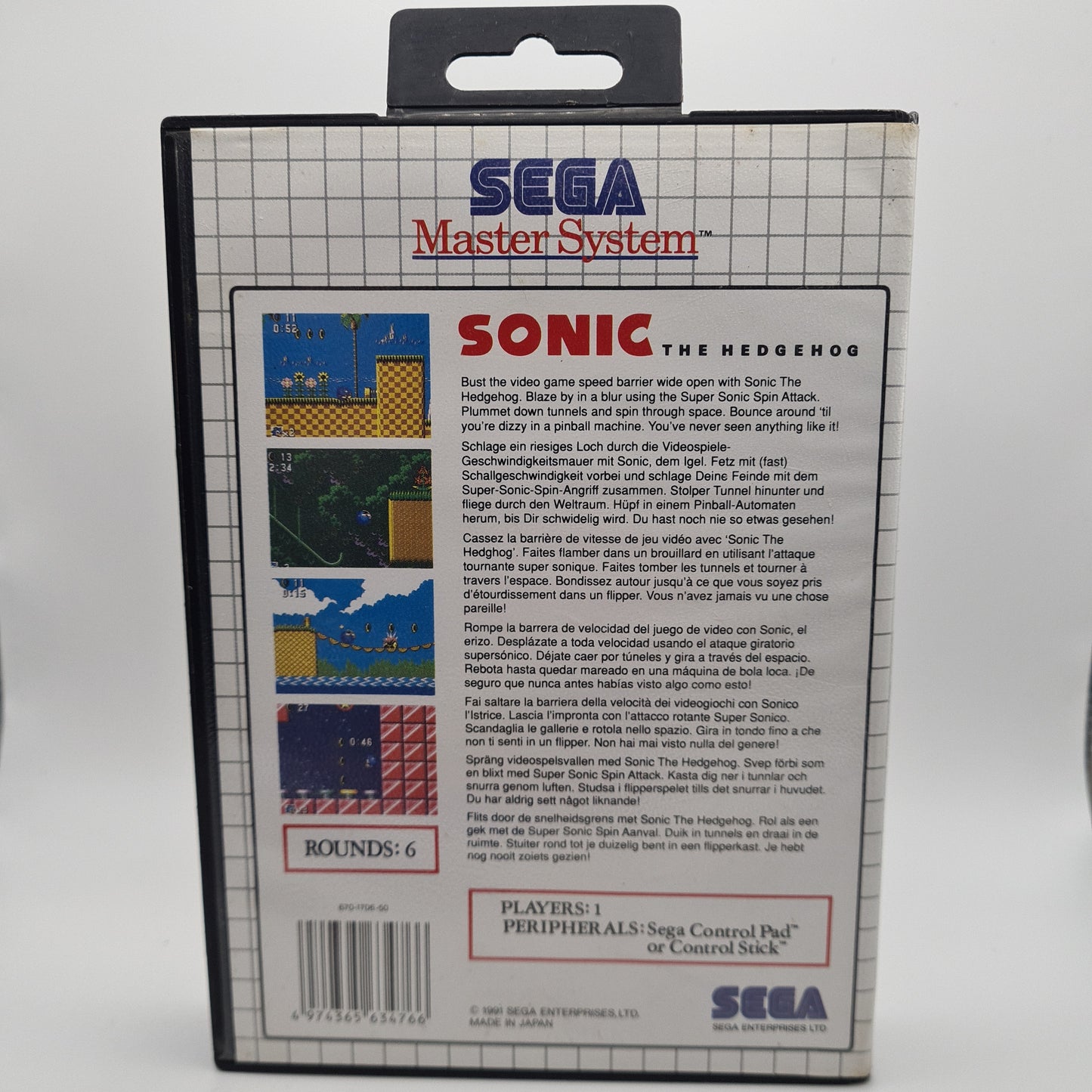 Sonic The Hedgehog Sega Master System Game W5